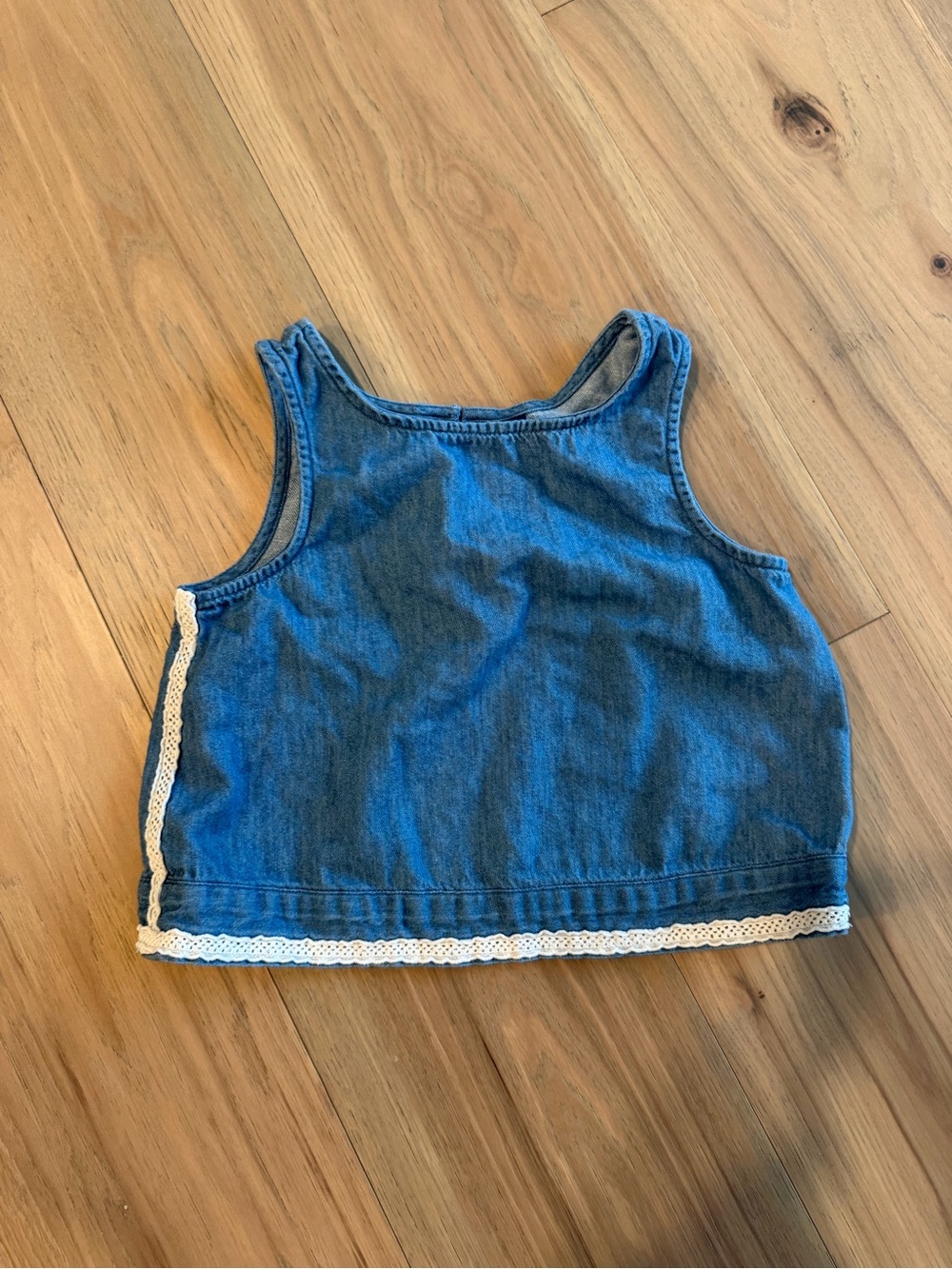 Old Navy Denim Tank Top with White Lace Trim - Blue
